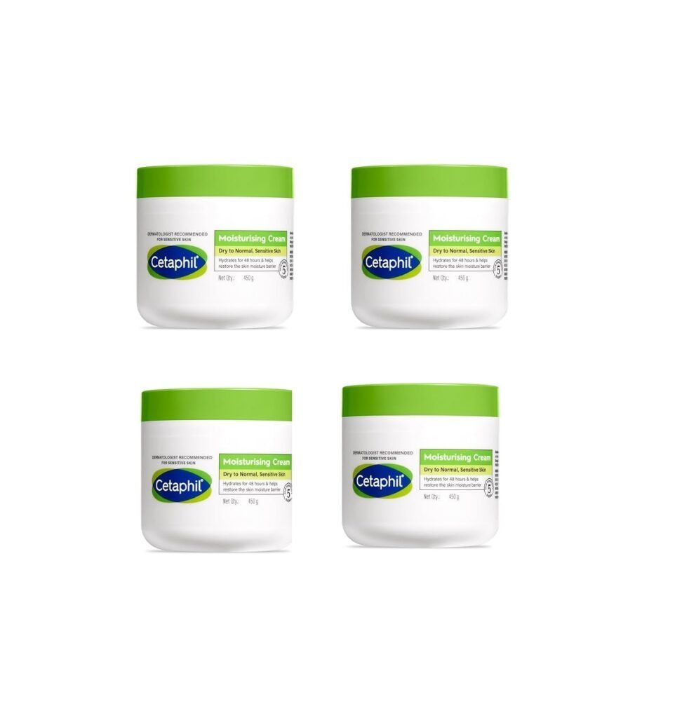 Cetaphil Moisturising Cream for Face & Body,Dry to Normal skin, 450 gm, Paraben & Sulphate free, Niacinamide &Vitamin B5 (Pack Of 4)