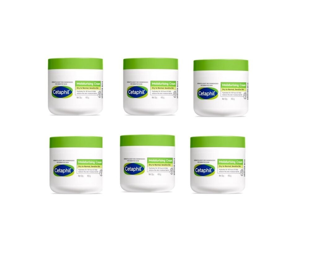Cetaphil Moisturising Cream for Face & Body,Dry to Normal skin, 450 gm, Paraben & Sulphate free, Niacinamide &Vitamin B5 (Pack Of 6)