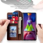 Oppo K12X 5G Flip Cover | Premium Leather Finish Flip Cover | with Card Pockets | Wallet Stand (Flip Brown)