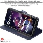 Motorola Moto G54 5G | Moto G64 5G| Leather Finish Cover & Flexible Stand Design | Card and Money Pocket (Flip Blue)