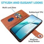 Vivo Y28s 5G | Genuine Leather Finish | Designer Button (Flip Brown)