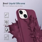 Silicone Bumper Case for iPhone 14 (Wine Red) | Camera Lens (Black) | Matte Finish Back Membrane screen Guard (Pack Of 3) Combo