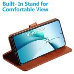 Vivo Y28s 5G | Genuine Leather Finish | Designer Button (Flip Brown)