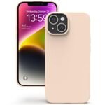 Silicone Bumper Case for iPhone 13 (Light Pink) | Camera Lens (Black) | Matte Finish Back Membrane screen Guard (Pack Of 3) Combo