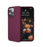 Silicone Bumper Case for iPhone 13 Pro Max (Wine Red) | Camera Lens (Black) | Matte Finish Back Membrane screen Guard (Pack Of 3) Combo