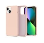 Silicone Bumper Case for iPhone 14 (Pink) | Camera Lens (Black) | Matte Finish Back Membrane screen Guard (Pack Of 3) Combo