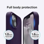 Silicone Bumper Case for iPhone 13 Mini (Deep Purple) | Camera Lens (Black) | Matte Finish Back Membrane screen Guard (Pack Of 3) Combo