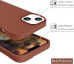 Silicone Bumper Case for iPhone 14 (Brown) | Camera Lens (Black) | Matte Finish Back Membrane screen Guard (Pack Of 3) Combo