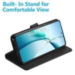 Vivo Y28s 5G | Genuine Leather Finish | Designer Button | Inbuilt Pockets & Stand (Flip Black)