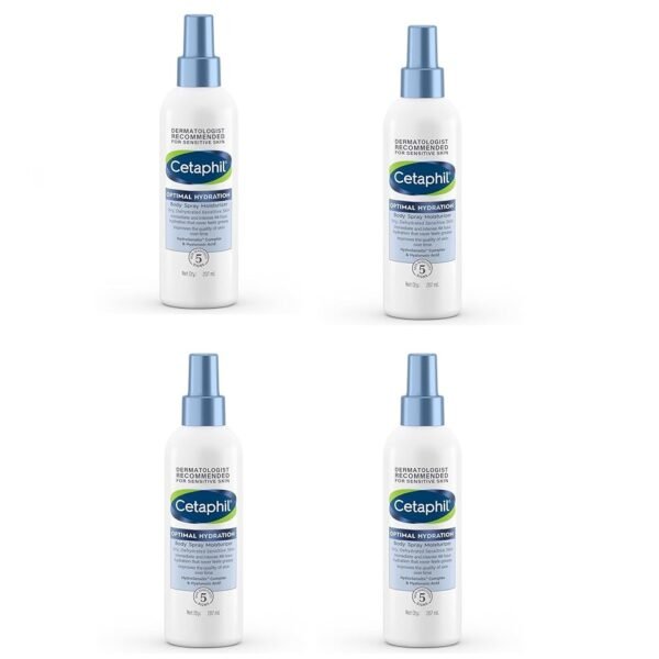 Cetaphil Optimal Hydration Body Spray Moisturizer 207ml, Hyaluronic Acid, Sunflower Oil, Blue Daisy extract (Pack Of 4)