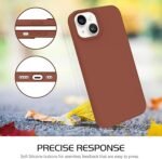 Silicone Bumper Case for iPhone 14 (Brown) | Camera Lens (Black) | Matte Finish Back Membrane screen Guard (Pack Of 3) Combo