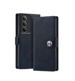 Realme P3x 5G / Realme 14X 5G | Genuine Leather Finish | Designer Button | Inbuilt Pockets & Stand (Silicone Blue)