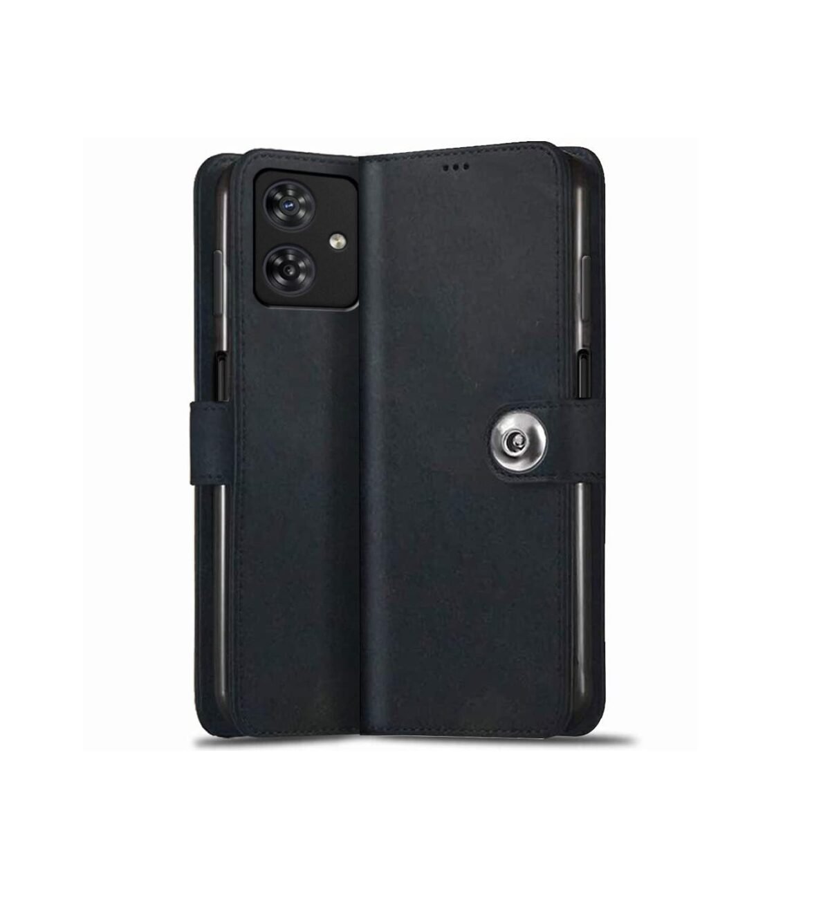 Motorola Moto G54 5G | Moto G64 5G| Leather Finish Cover & Flexible Stand Design | Card and Money Pocket (Flip Black)