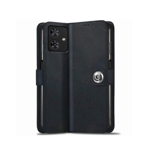 Motorola Moto G54 5G | Moto G64 5G| Leather Finish Cover & Flexible Stand Design | Card and Money Pocket (Flip Black)