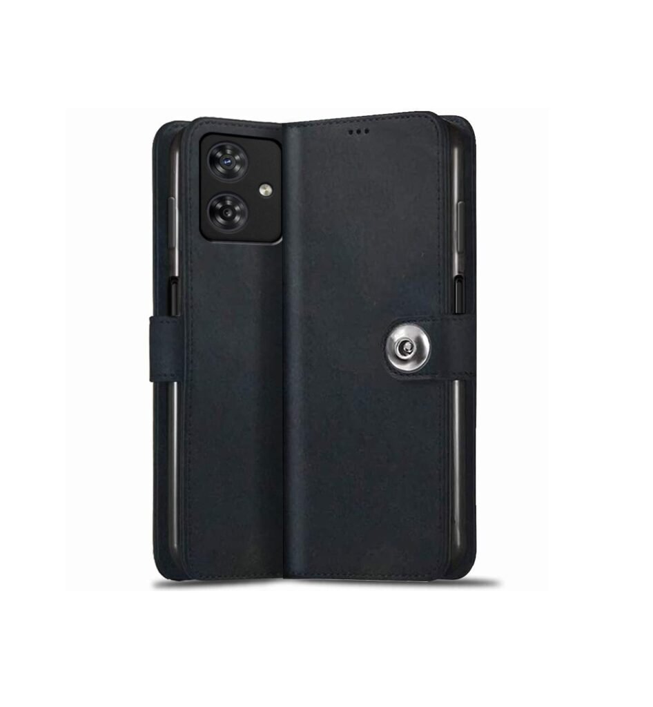 Motorola Moto G54 5G | Moto G64 5G| Leather Finish Cover & Flexible Stand Design | Card and Money Pocket (Flip Black)