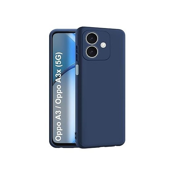 Oppo A3x / A3 (5G) Back Cover | Camera Bump Protection & Inner Velvet Fabric Lining (Silicone Blue)