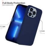 Silicone Bumper Case for iPhone 13 Pro Max (Dark Navy Blue) | Camera Lens (Black) | Matte Finish Back Membrane screen Guard (Pack Of 3) Combo