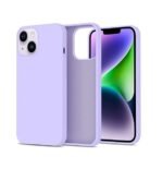 Silicone Bumper Case for iPhone 14 (Purple) | Camera Lens (Black) | Matte Finish Back Membrane screen Guard (Pack Of 3) Combo