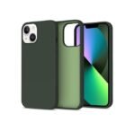 Silicone Bumper Case for iPhone 14 (Pine Green) | Camera Lens (Black) | Matte Finish Back Membrane screen Guard (Pack Of 3) Combo