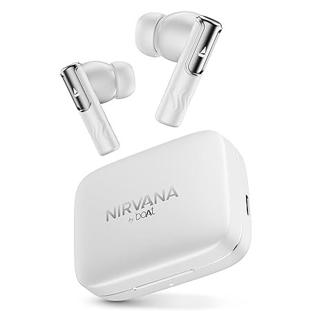 boAt Nirvana Ivy, 50dB Hybrid Active Noise Cancellation, 360º Spatial Audio,Fast Charge,App Support, v5.3 Bluetooth Earbuds, TWS Ear Buds (White)