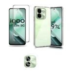 3 in 1 Combo Pack for iQOO Z9X 5G – Transparent Case (Back Cover + Camera Lens Protector + Tempered Glass)