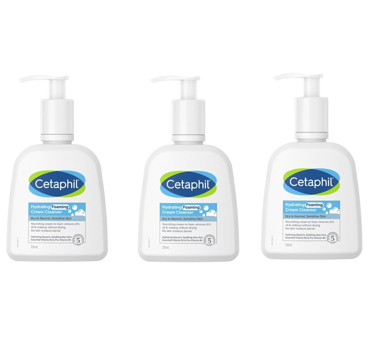 Cetaphil Hydrating foaming Face Wash, Cream to Foam Cleanser 236ml | Niacinamide, Pro-Vitamin B5 & and Aloe for Gentle Cleansing (Pack Of 3)