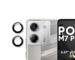 Poco M7 Pro 5G Flip Cover (Blue) + Tempered Glass + Camera Lens Protector Combo pack.