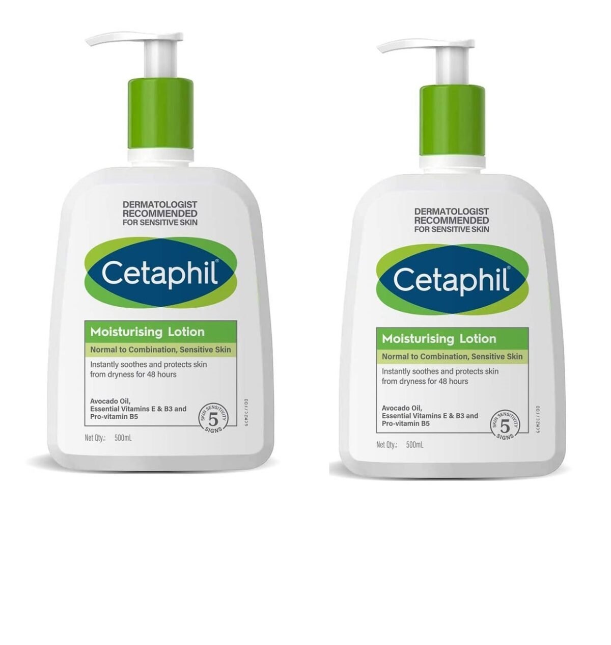 Cetaphil Moisturising Lotion for Face & Body, Normal to dry skin, 500 ml (Pack Of 2)