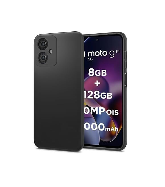 Silicone Back Cover Case for Motorola Moto G54 5G / G64 5G | Camera Protection Bump (Silicone, Black)