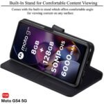 Motorola Moto G54 5G | Moto G64 5G| Leather Finish Cover & Flexible Stand Design | Card and Money Pocket (Flip Black)