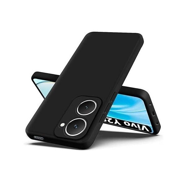 Back Cover for Vivo Y28s 5G | Matte Soft Silicon Flexible (Black)