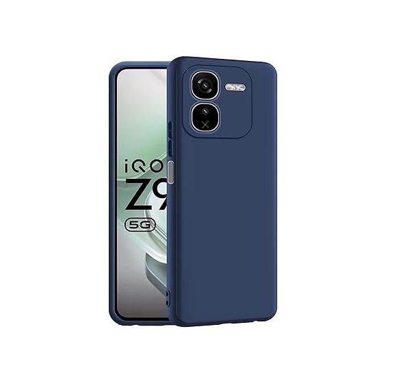 iQOO Z9x 5G Back Cover | Soft Silicone Slim Back Case Cover (Silicone Blue)