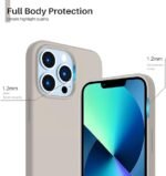 Silicone Bumper Case for iPhone 13 Pro (Stone Grey) | Camera Lens (Black) | Matte Finish Back Membrane screen Guard (Pack Of 3) Combo