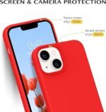 Silicone Bumper Case for iPhone 13 Mini (Red) | Camera Lens (Black) | Matte Finish Back Membrane screen Guard (Pack Of 3) Combo