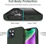 Silicone Bumper Case for iPhone 14 (Pine Green) | Camera Lens (Black) | Matte Finish Back Membrane screen Guard (Pack Of 3) Combo