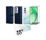 3 in 1 Combo Pack for Oppo A3 Pro 5G, Oppo K12x 5G – Flip Blue (Back Cover + Camera Lens Protector + Tempered Glass)