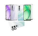 3 in 1 Combo Pack for Oppo A3 Pro 5G, Oppo K12x 5G – Transparent Cover (Back Cover + Camera Lens Protector + Tempered Glass)