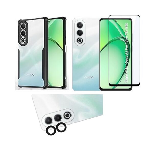 3 in 1 Combo Pack for Oppo A3 Pro 5G, Oppo K12x 5G – Eagle Cover (Back Cover + Camera Lens Protector + Tempered Glass)