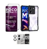Poco M7 Pro 5G (Eagle Cover) Clear Back Cover + Tempered Glass + Camera Lens Protector Combo pack.