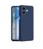 3 in 1 Combo Pack for Oppo A3x / A3 (5G) – Silicone Blue (Back Cover + Camera Lens Protector + Tempered Glass)