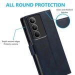Realme P3x 5G / Realme 14X 5G | Genuine Leather Finish | Designer Button | Inbuilt Pockets & Stand (Silicone Blue)