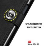 Motorola Moto G54 5G | Moto G64 5G| Leather Finish Cover & Flexible Stand Design | Card and Money Pocket (Flip Black)