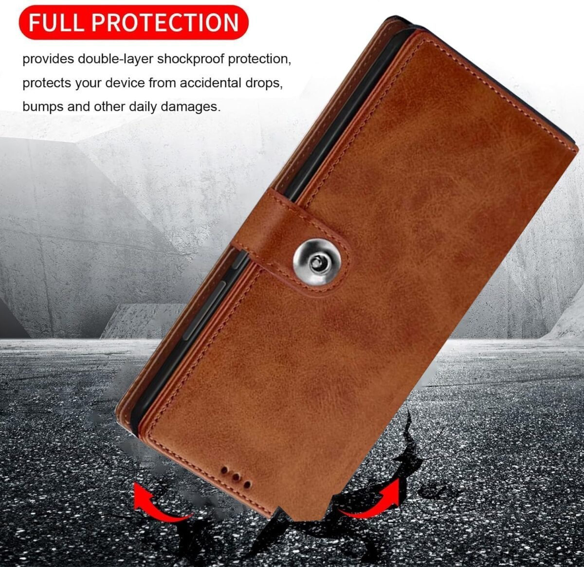 iQOO Z9 Lite 5G | Vivo T3 Lite 5G | Vivo Y18 | Y18e | Y03| Leather Finish Cover & Flexible Stand Design (Flip Brown)