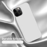 Silicone Bumper Case for iPhone 13 Pro Max (White) | Camera Lens (Black) | Matte Finish Back Membrane screen Guard (Pack Of 3) Combo