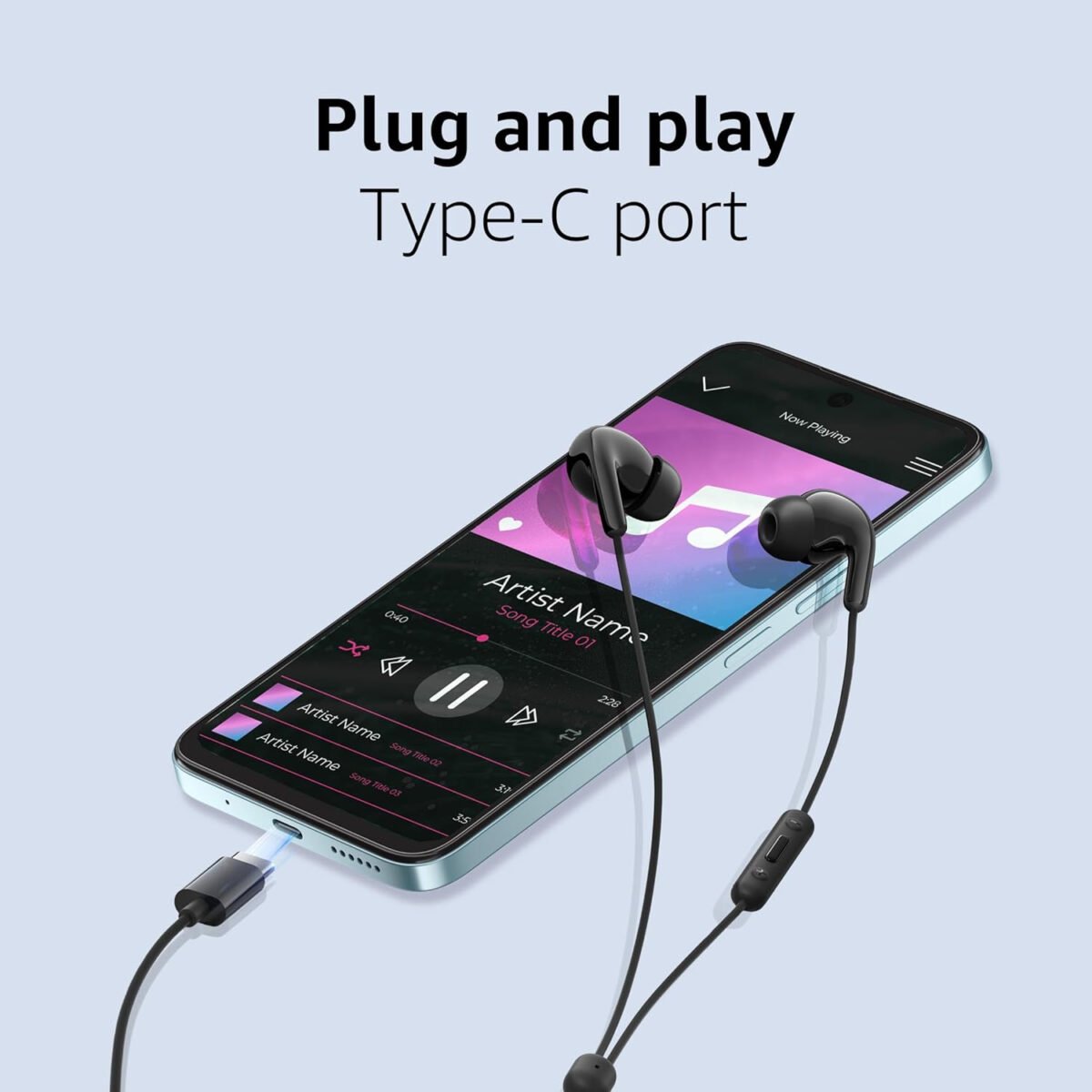 Xiaomi Type-C in-Ear Earphones with 12.4mm Drivers, HD Microphone, and IP54 Dust & Water Resistance (White)