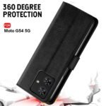 Motorola Moto G54 5G | Moto G64 5G| Leather Finish Cover & Flexible Stand Design | Card and Money Pocket (Flip Black)