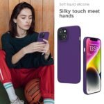 Silicone Bumper Case for iPhone 13 (Purple) | Camera Lens (Black) | Matte Finish Back Membrane screen Guard (Pack Of 3) Combo