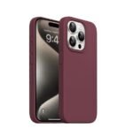 Silicone Bumper Case for iPhone 15 Pro (Wine Red) | Camera Lens (Black) | Matte Finish Back Membrane screen Guard (Pack Of 3) Combo