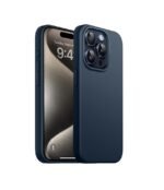Silicone Bumper Case for iPhone 15 Pro Max (Blue) | Camera Lens (Black) | Matte Finish Back Membrane screen Guard (Pack Of 3) Combo