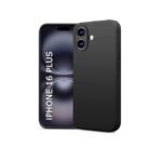 Silicone Bumper Case for iPhone 16 Plus (Black) | Camera Lens (Black) | Matte Finish Back Membrane screen Guard (Pack Of 3) Combo